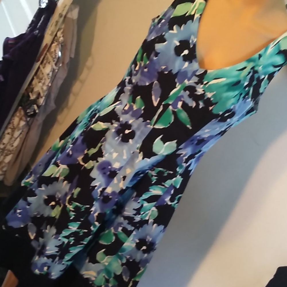 Chaps Floral Pattern Blues And Greens